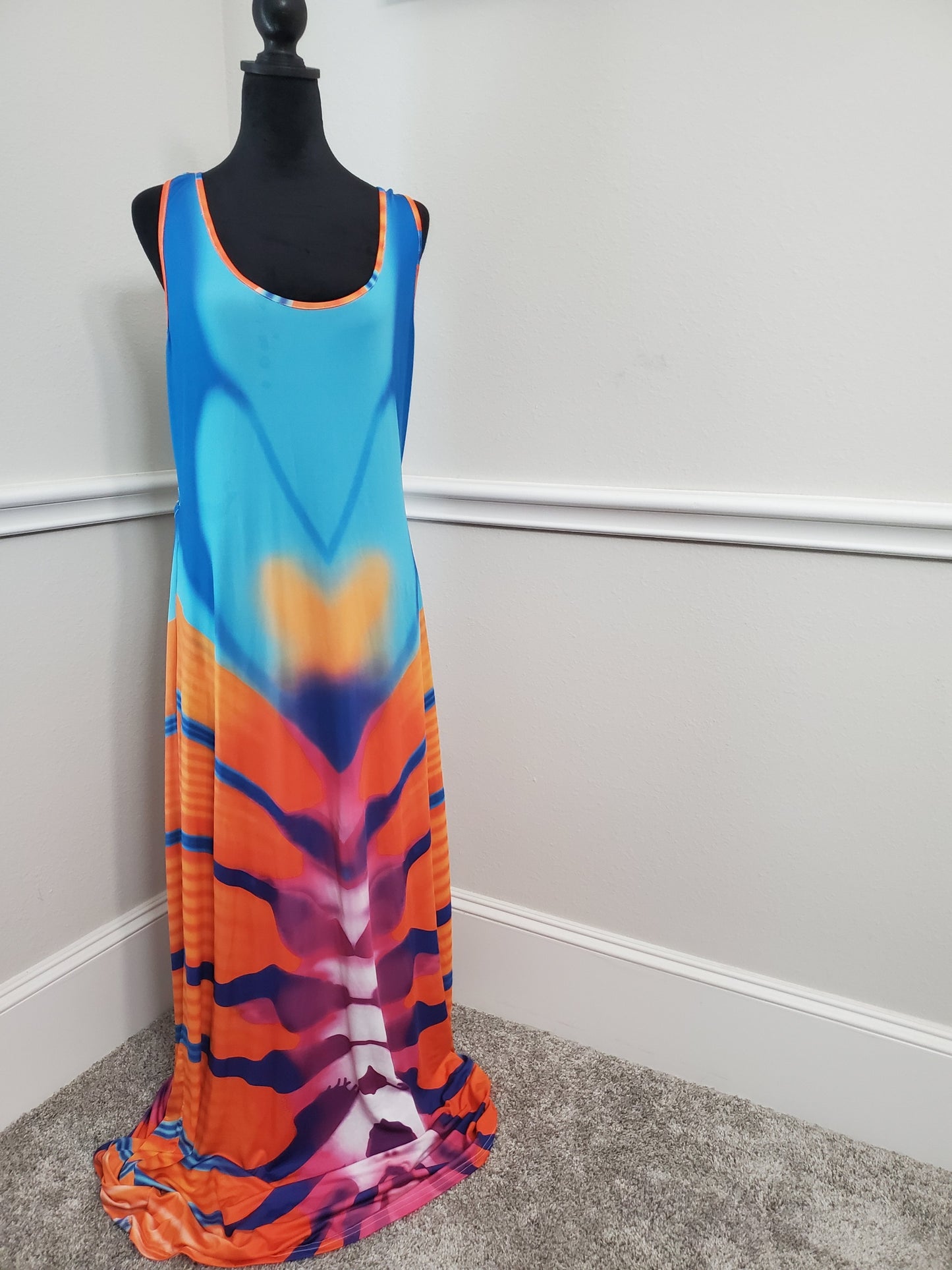Chakra Inspired Boho Chic Maxi Dress with Back Cutout -2XL