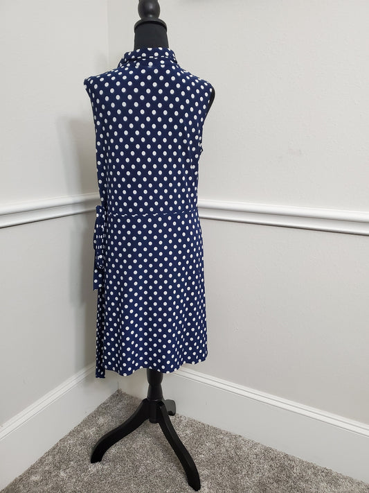 Classic Blue & White Polka Dot Wrap Dress