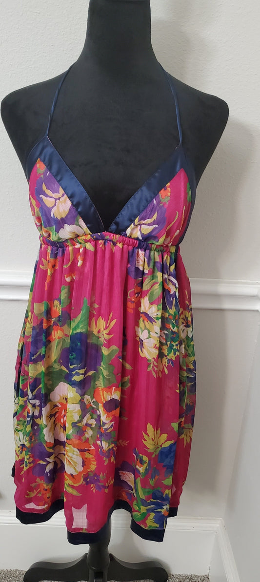 Soft And Sensual Blue Floral Spaghetti Strap Babydoll Dress